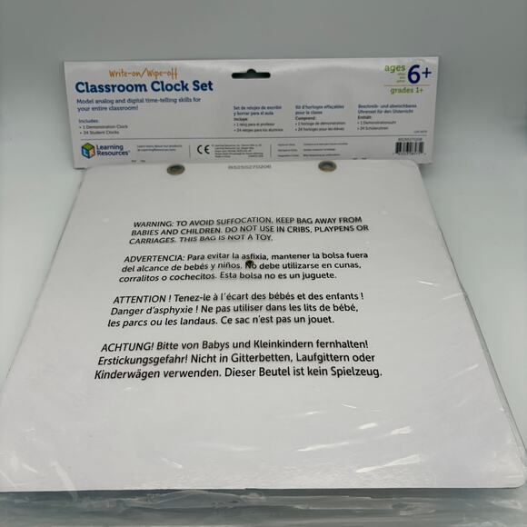 Learning Resources Write-on/Wipe-off Classroom Clock Set LER 0575 New - Picture 3 of 5